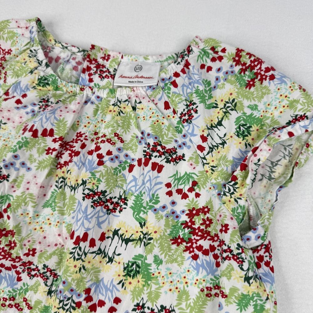 Hanna Andersson Dress Girls 6-7 120 Floral Short Sleeve Shift Multicolor Cotton